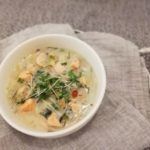 犬ご飯【サーモンと白い野菜の豆乳シチュー】で肺養生